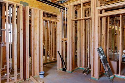 Basement unfinished under construction residential home framing