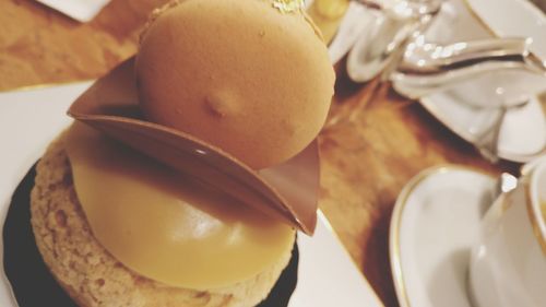 Close-up of dessert in plate on table