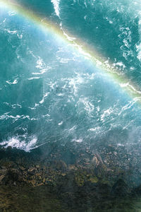 Aerial view of sea and mountain