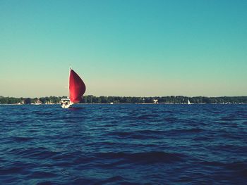 Boat sailing in sea