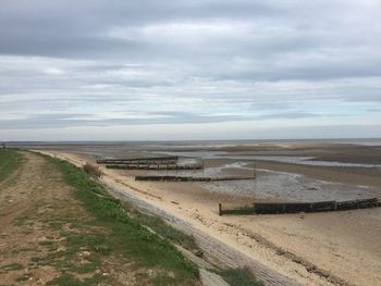 Scenic view of sea against cloudy sky