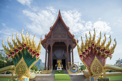 Low angle view of temple against sky