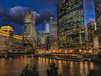 Illuminated city lit up at night