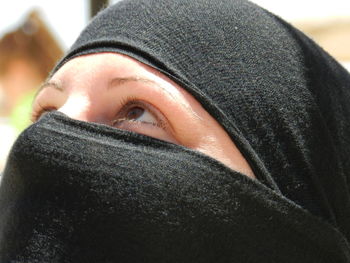 Close-up of woman wearing burka