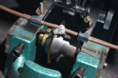 High angle view of machine part