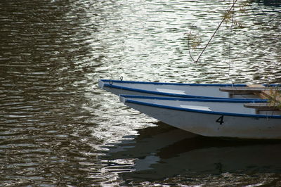 Boat moored on sea