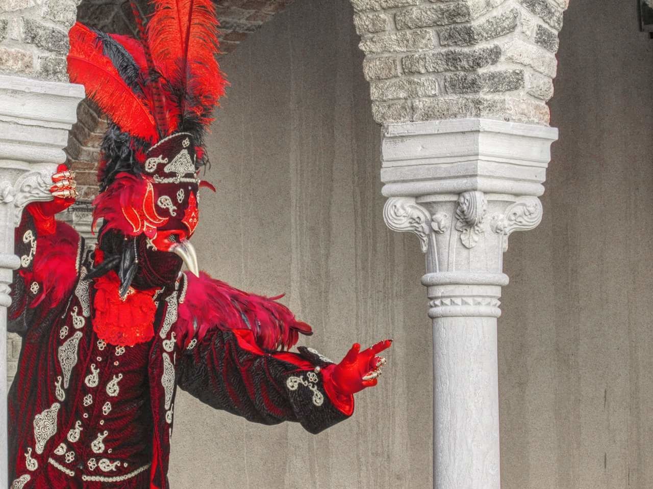 red, statue, architectural column, day, outdoors, sculpture, architecture, no people, close-up