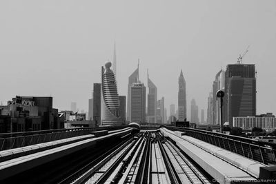 Railroad tracks in city