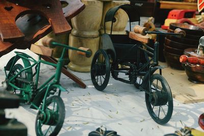 Close-up of toys on table