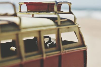 Close-up of old ship in sea