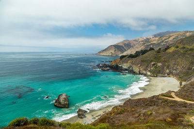 Panoramic view of sea against cloudy sky