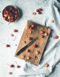 High angle view of fruits on table