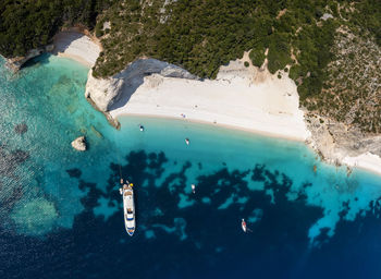 High angle view of rocks in sea