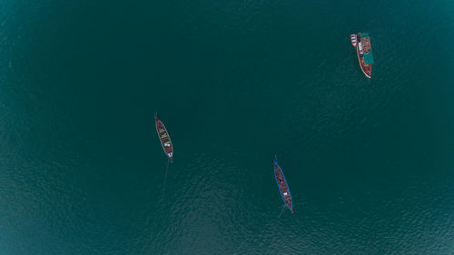 High angle view of people in sea