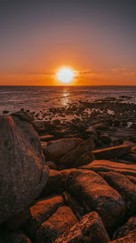 Scenic view of sea during sunset