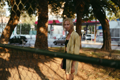 Woman standing in park