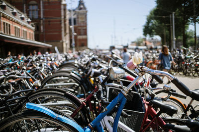 Bicycles in parking lot