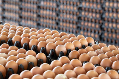 Full frame shot of eggs in container