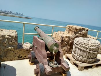 Panoramic view of sea against clear sky