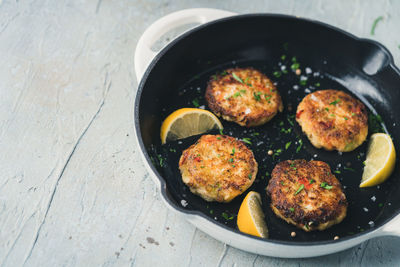 High angle view of food on table