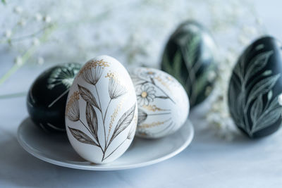 Close-up of dessert in plate on table