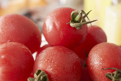 Close-up of cherries in water