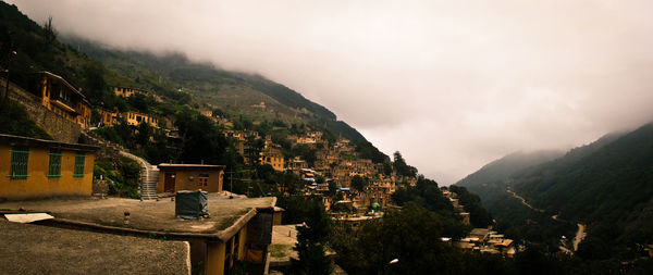 High angle view of townscape against sky