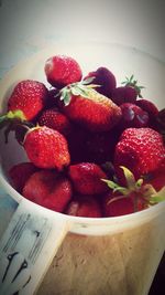 Close-up of strawberries in bowl