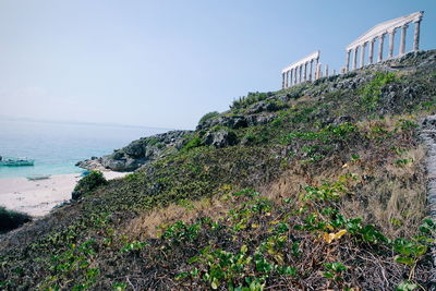 Scenic view of sea against clear sky