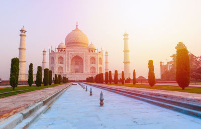 View of taj mahal against clear sky during sunset