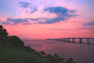 Scenic view of sea against orange sky