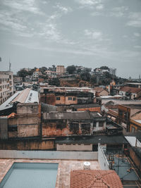 High angle view of townscape against sky