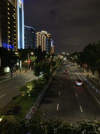 City street and buildings at night