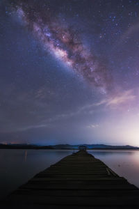 Scenic view of lake against sky at night