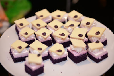 High angle view of food on table