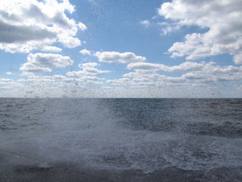 Scenic view of sea against cloudy sky