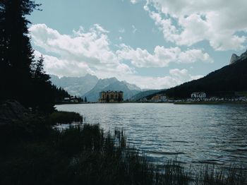 Scenic view of lake against sky