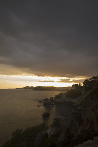 Scenic view of sea against sky during sunset