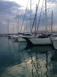 Boats moored in harbor
