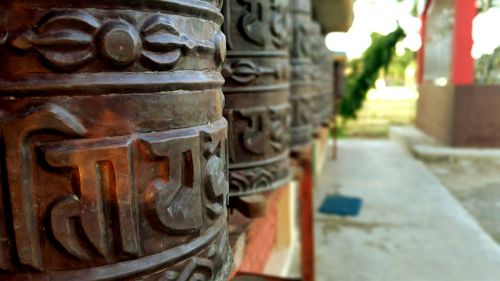 Close-up of cross in temple