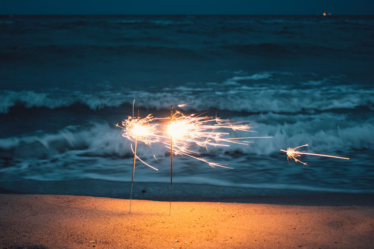 motion, illuminated, burning, blurred motion, water, land, nature, glowing, fire, beach, heat - temperature, flame, long exposure, sea, night, smoke - physical structure, fire - natural phenomenon, firework, sand, no people, outdoors, sparks, sparkler, firework - man made object