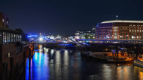 Beautiful image of hamburg's harbour at night 