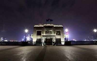 Illuminated street light at night