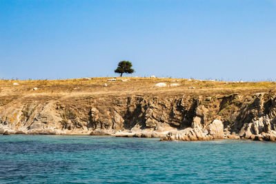 Scenic view of sea against clear sky