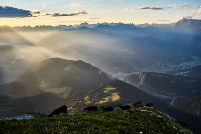 Scenic view of mountain range against sky