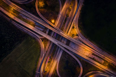 High angle view of highway at night