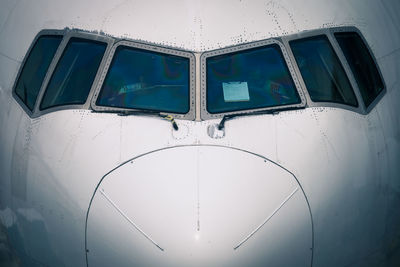 Close-up of airplane window