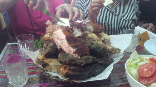 Close-up of meal served in plate