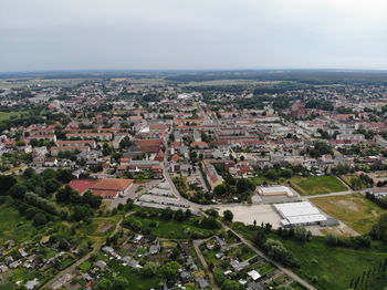 High angle view of townscape against sky