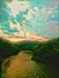 Scenic view of landscape against sky during sunset